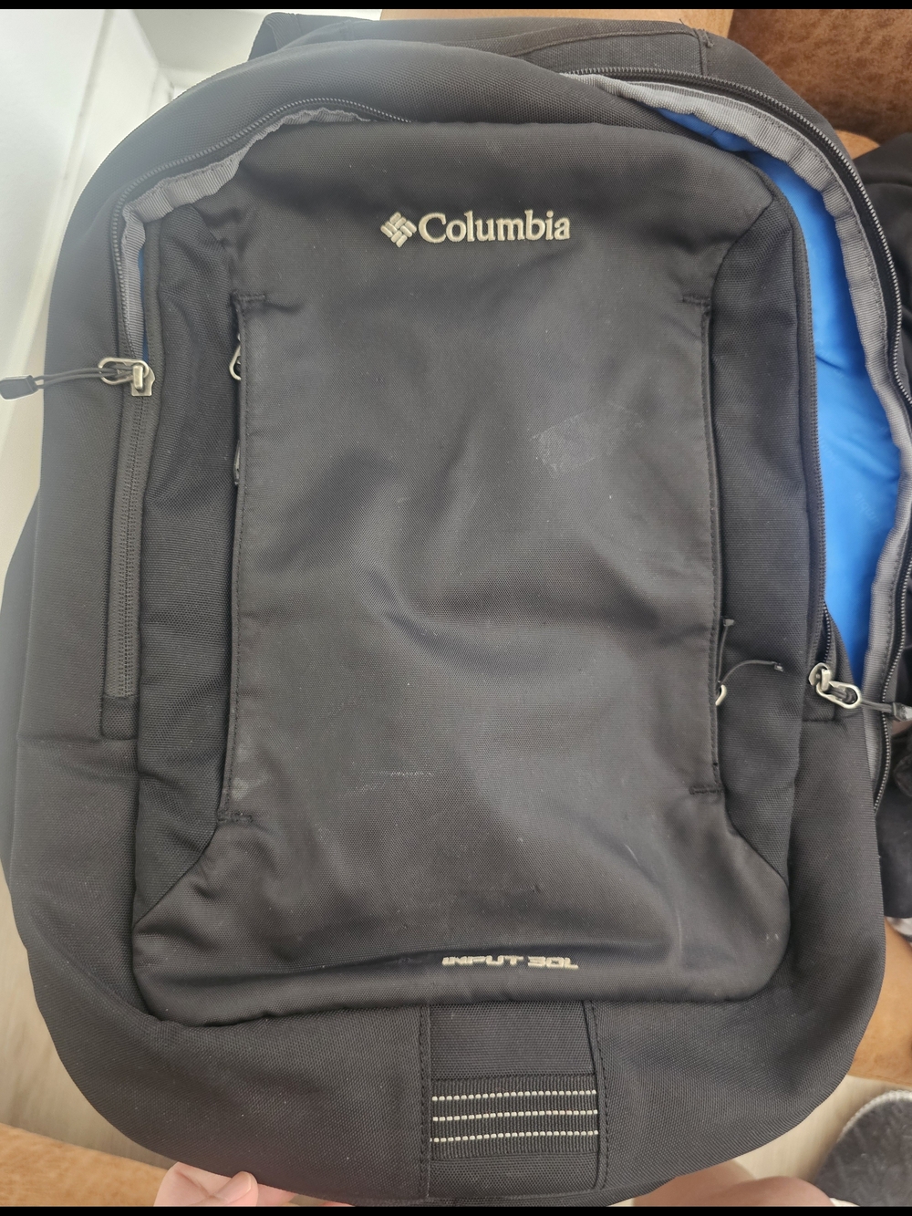 Columbia Black Backpack with Blue Interior Accent